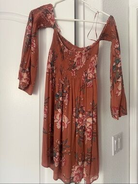 Billabong Rust Floral Smocked Midi Dress
